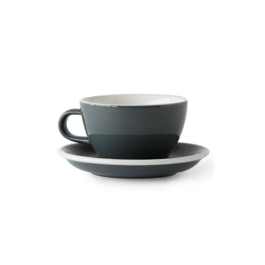 Acme Large Latte Cup 280 ml + Saucer 15 cm, Dolphin Grey