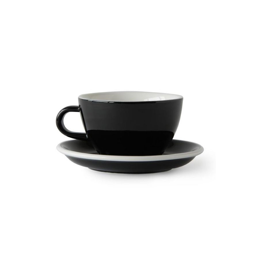 Acme Large Latte Cup 280 ml + Saucer 15 cm, Penguin Black