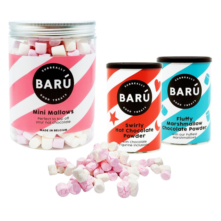 Barú Mini Mallows 220 g + Fluffy Marshmallow Chocolate Powder 250 g + Swirly Hot Chocolate 250 g