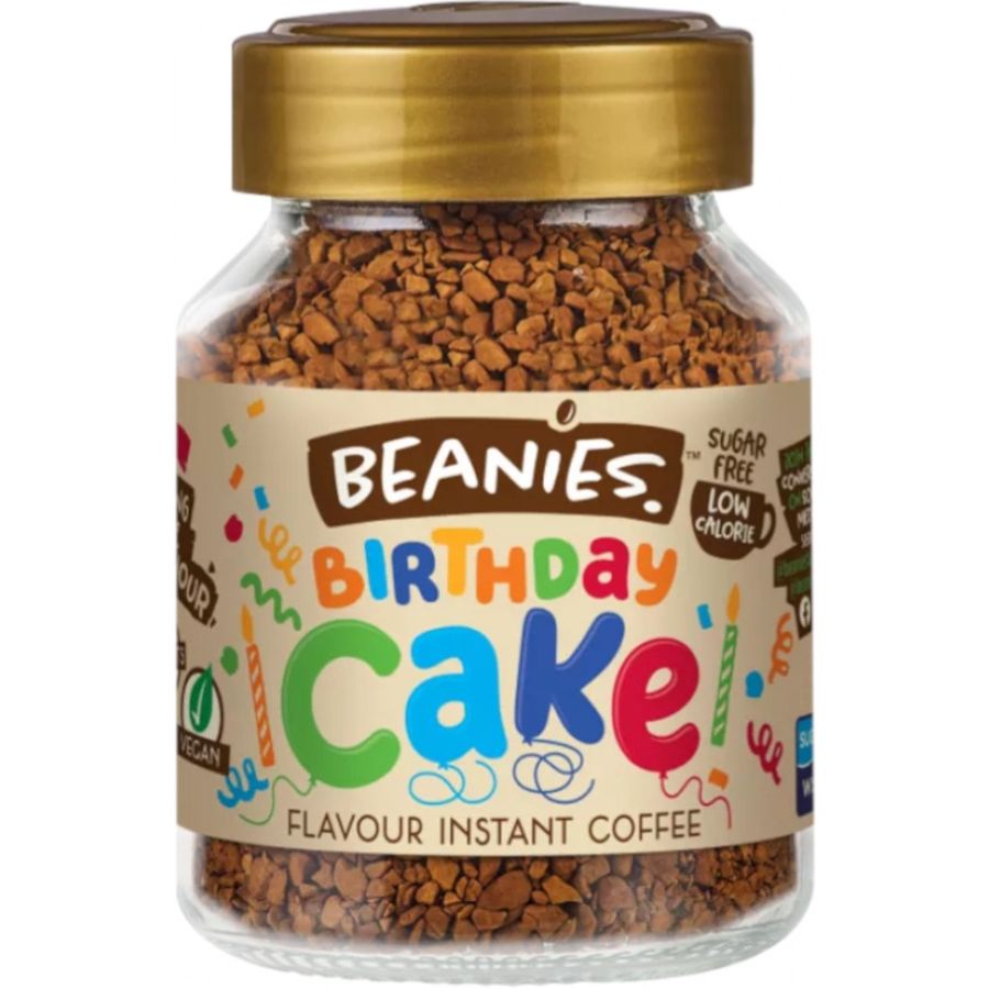 Beanies Birthday Cake smagsatte instant kaffe 50 g
