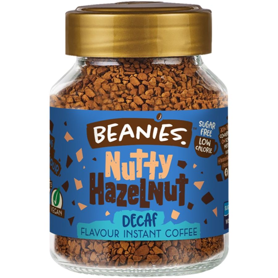 Beanies Decaf Nutty Hazelnut koffeinfri smagsat instant kaffe 50 g
