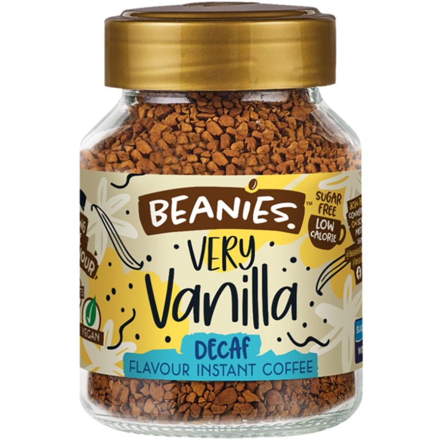 Beanies Very Vanilla koffeinfri smagsat instant kaffe 50 g