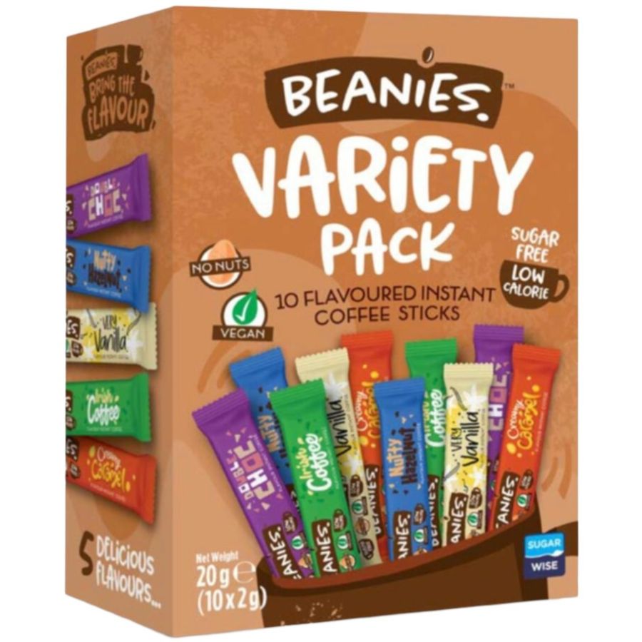 Beanies Beanies Variety Pack smagsat instantkaffe, 10 portionspakninger