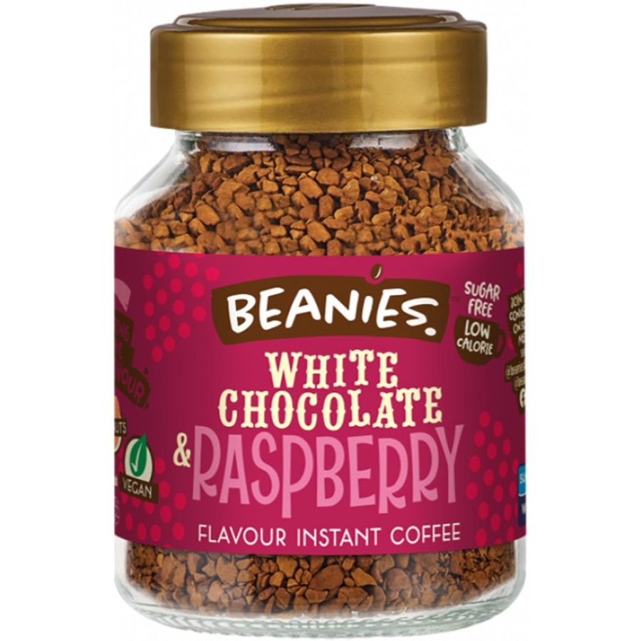 Beanies White Chocolate Raspberry smagsat instant kaffe 50 g