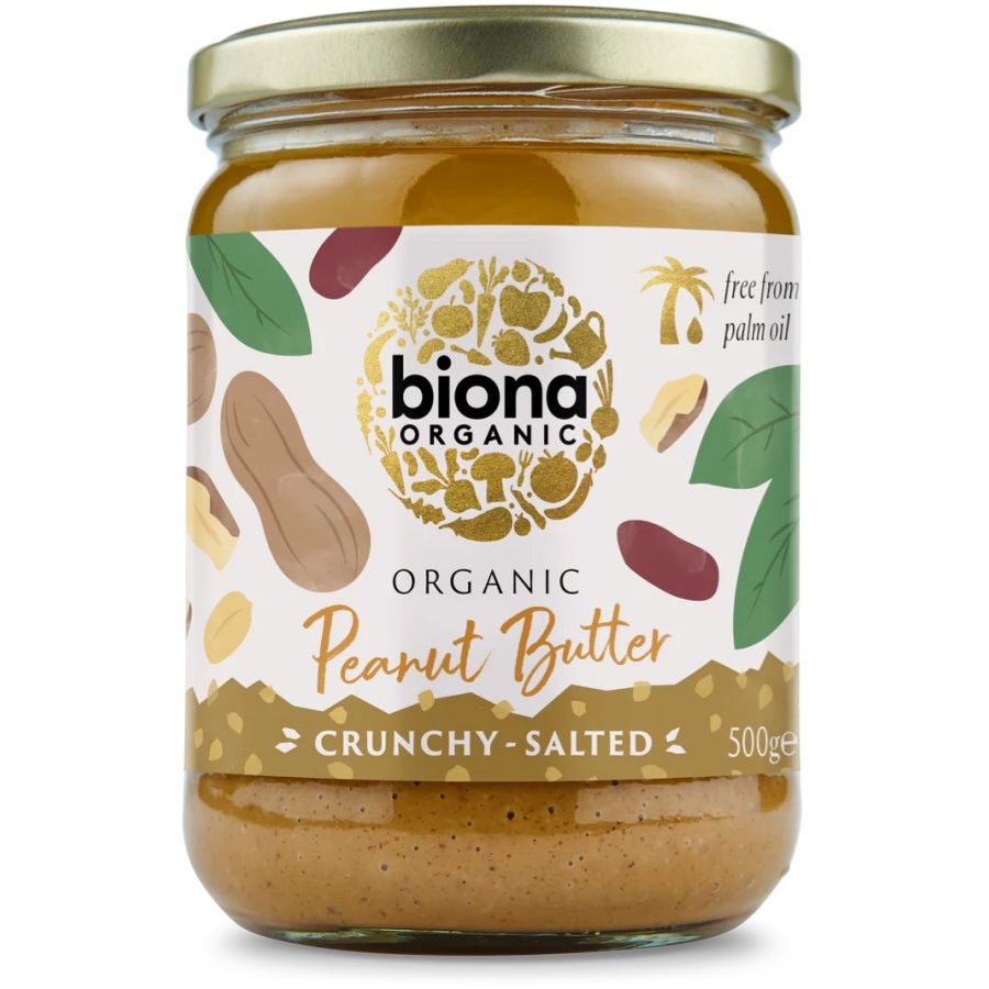 Biona Peanut Butter Crunchy saltet jordnøddesmør 500 g