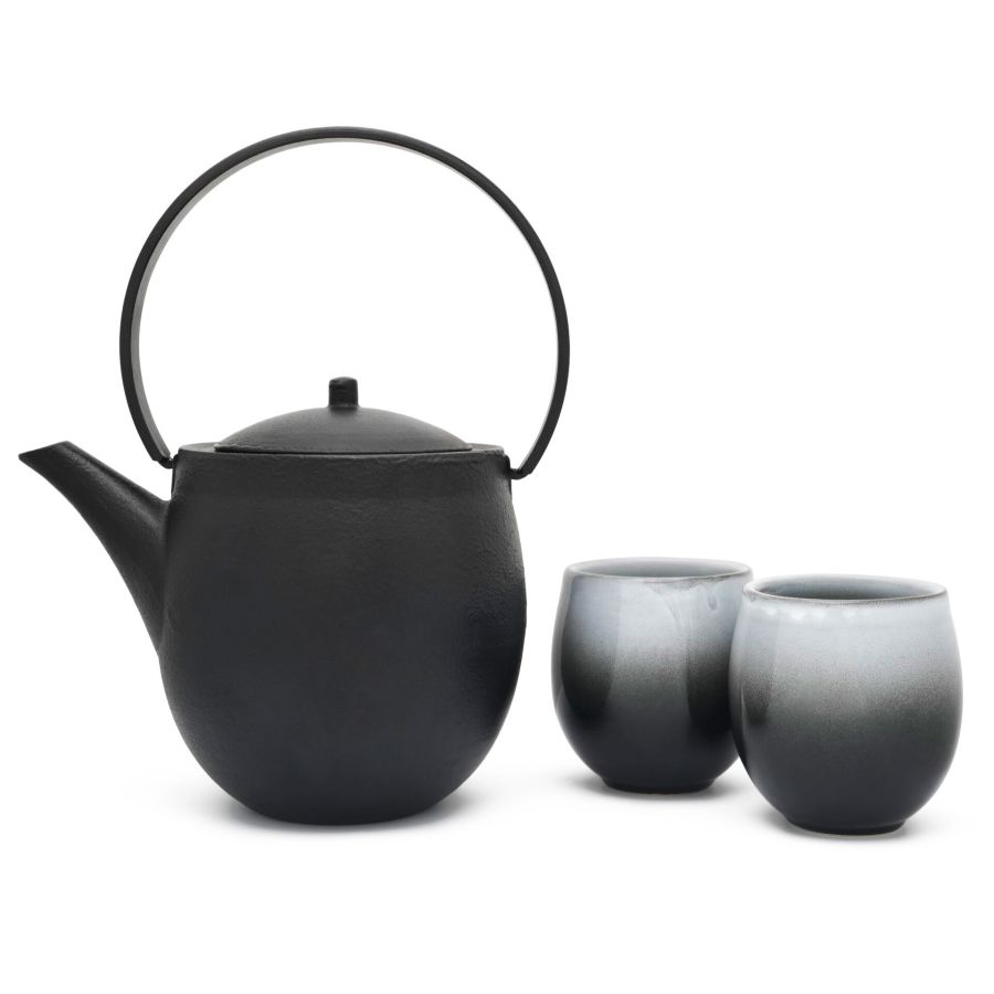 Bredemeijer Sendai Cast Iron Teapot 1.2 l + 2 Porcelain Cups In Gift Box