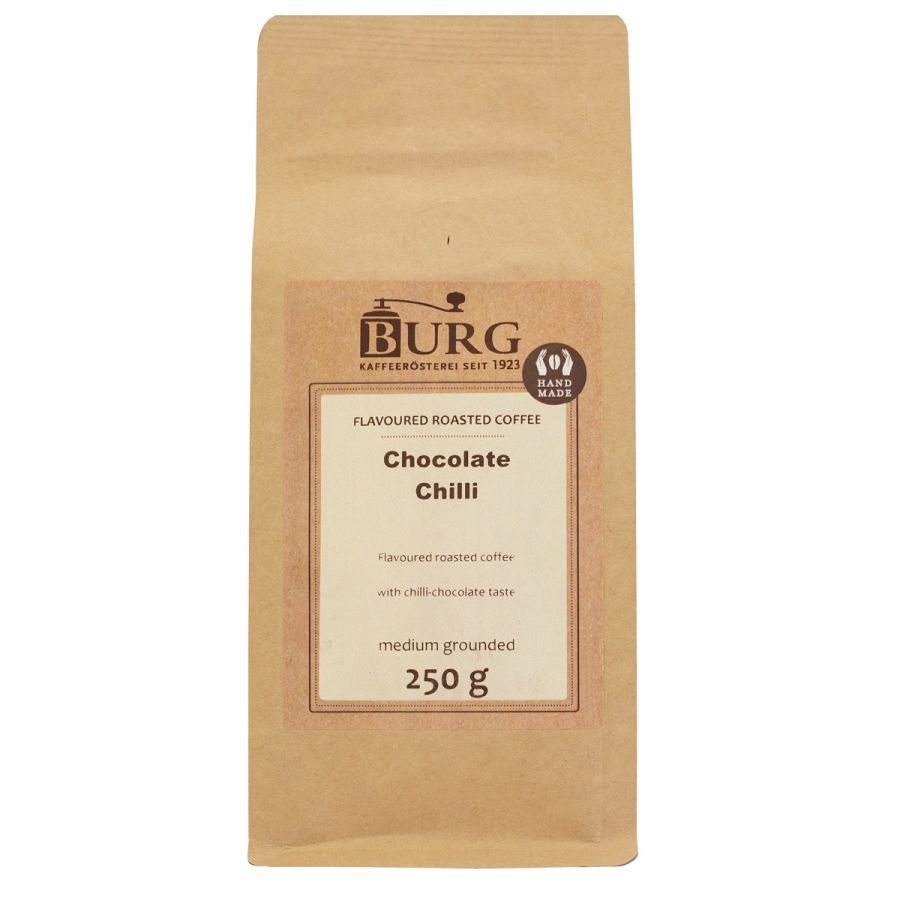 Burg smagsat kaffe, chokolade chili 250 g malet