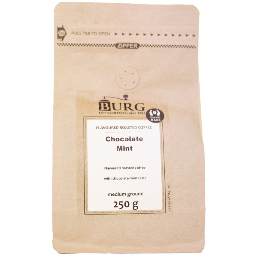 Burg smagsat kaffe, chokolade mint 250 g malet