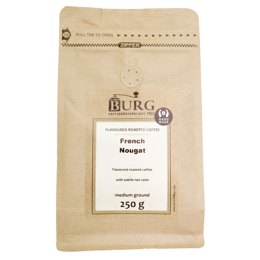 Burg smagsat kaffe, fransk nougat 250 g malet