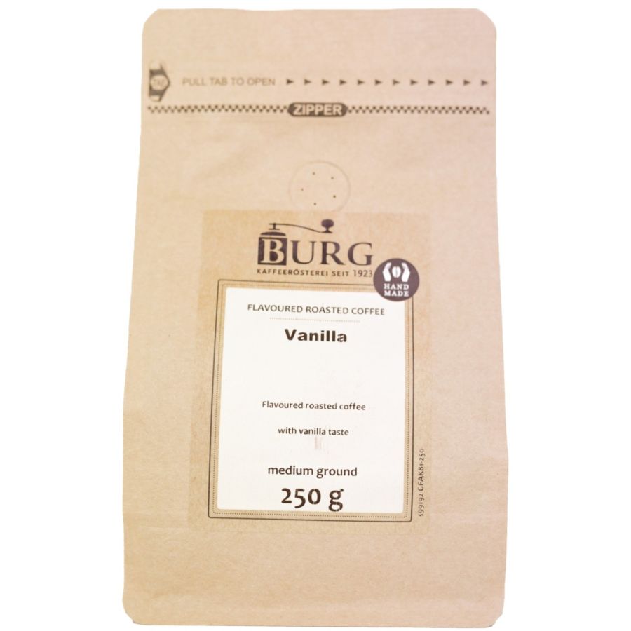 Burg Flavoured Coffee, Vanilla 250 g Ground
