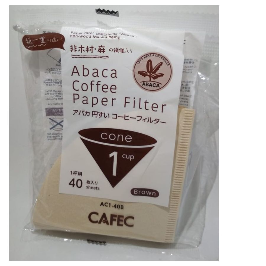 CAFEC ABACA kegleformet filterpapir 1 kop, brun 40 stk