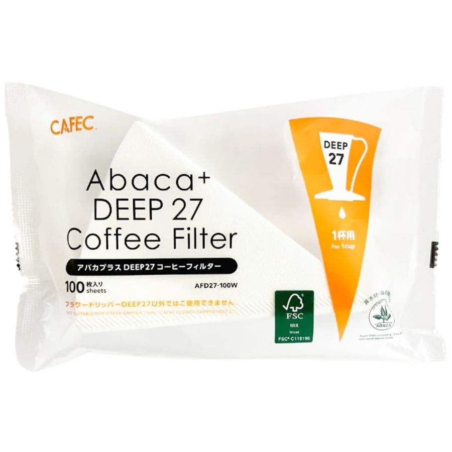CAFEC Abaca+ Deep 27 kaffefilter, 100 stk.