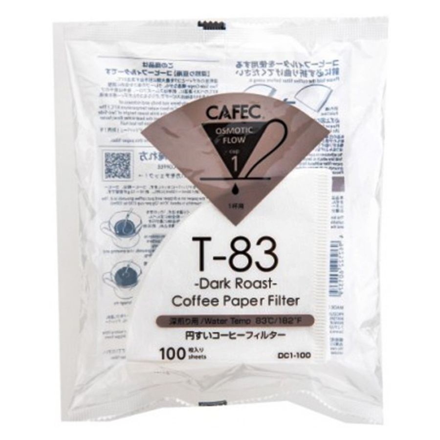 CAFEC Dark Roast T-83 Coffee Paper Filter 1 Cup, 100 stk