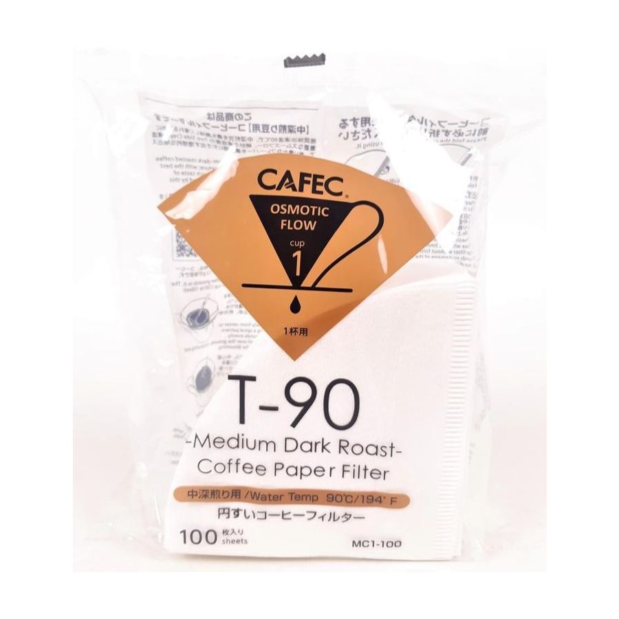 CAFEC Medium Roast T-90 Coffee Paper Filter 1 Cup, 100 pcs