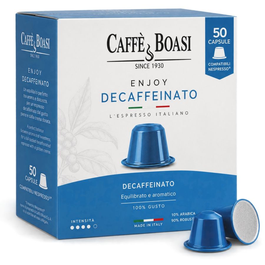 Caffè Boasi Decaffeinato koffeinfri Nespresso-kompatible kaffekapsler 50 stk.