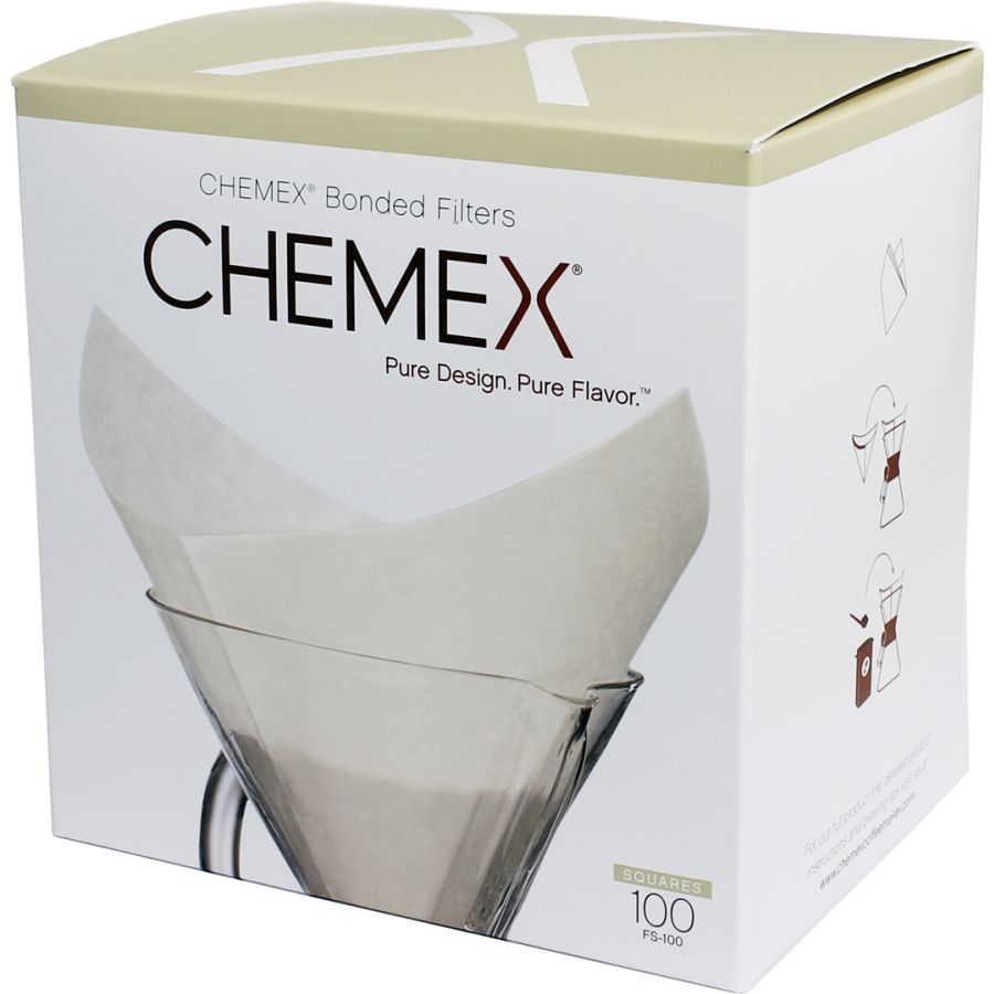 Chemex Præ-foldede Kvadratiske Papirfiltre til 6, 8 og 10 kops kaffemaskine, 100 stk.