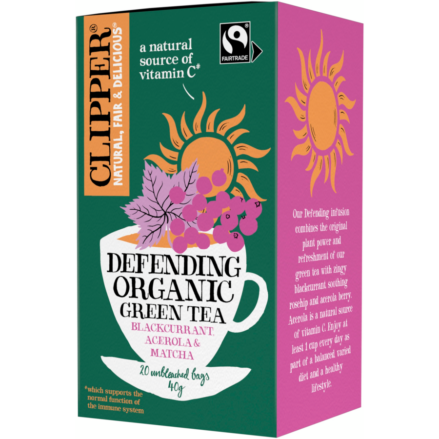 Clipper Organic Green Tea Defending Blackcurrant, Acerola & Matcha 20 teposer