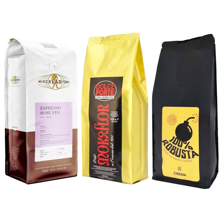 Robusta 100 % - 3 x 1 kg kaffebønner