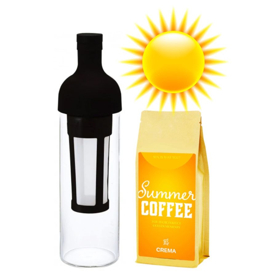 Crema Summer Coffee 250 g + Hario Filter-In Cold Brew kaffeflaske 650 mll
