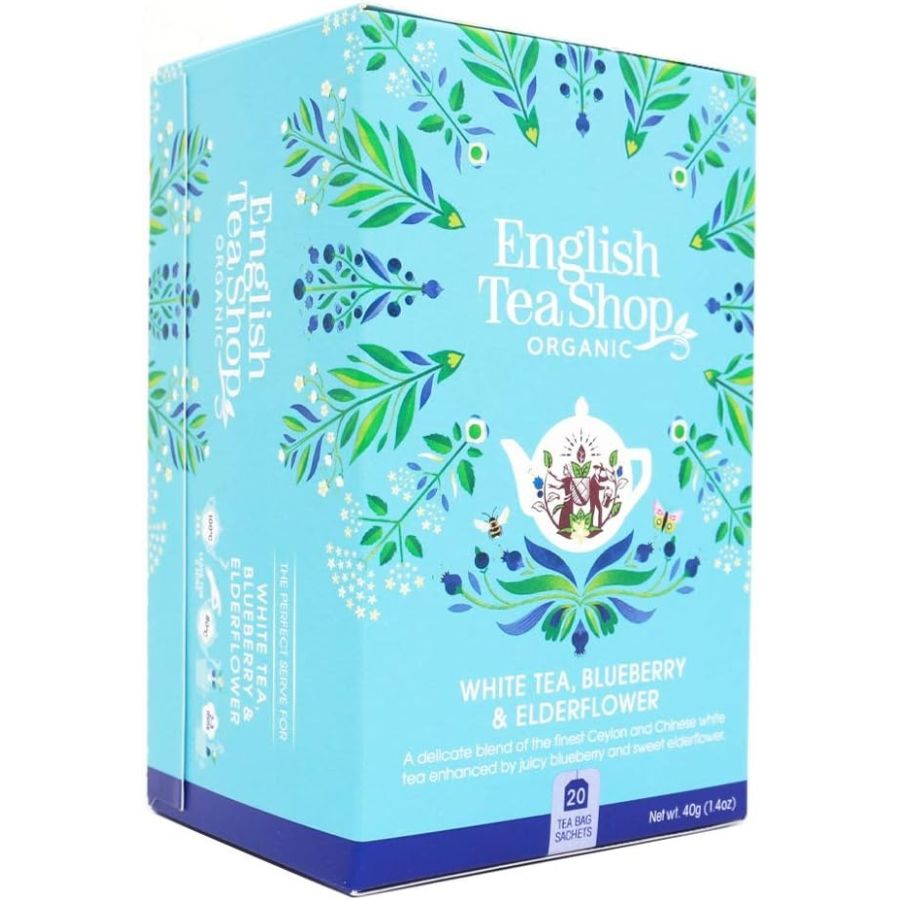 English Tea Shop Organic White Tea Blueberry & Elderflower, 20 teposer