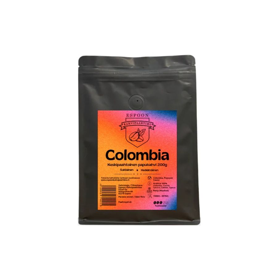 Espoon Kahvipaahtimo Colombia mellemrist 200 g kaffebønner