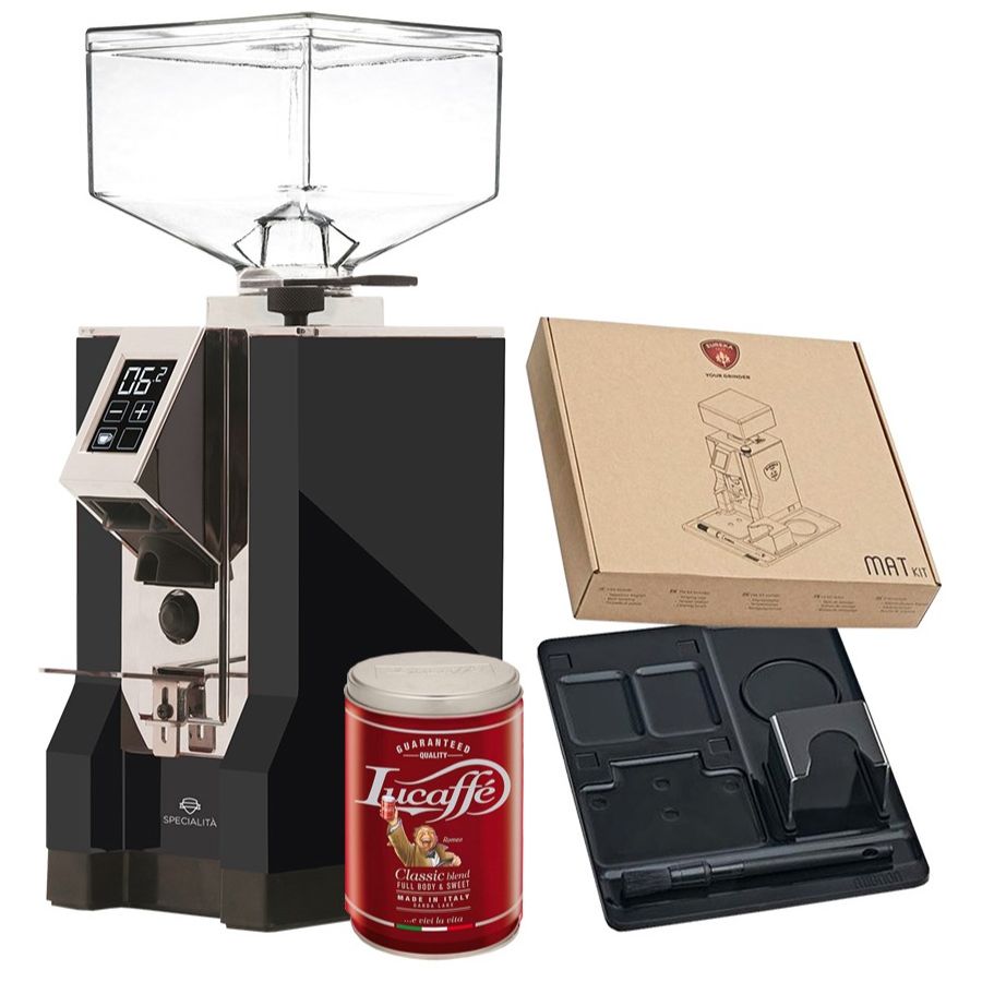 Eureka Mignon Specialità 16CR + Eureka Mat Kit & Tamper Station + Lucaffé Classic 250 g kaffebønner