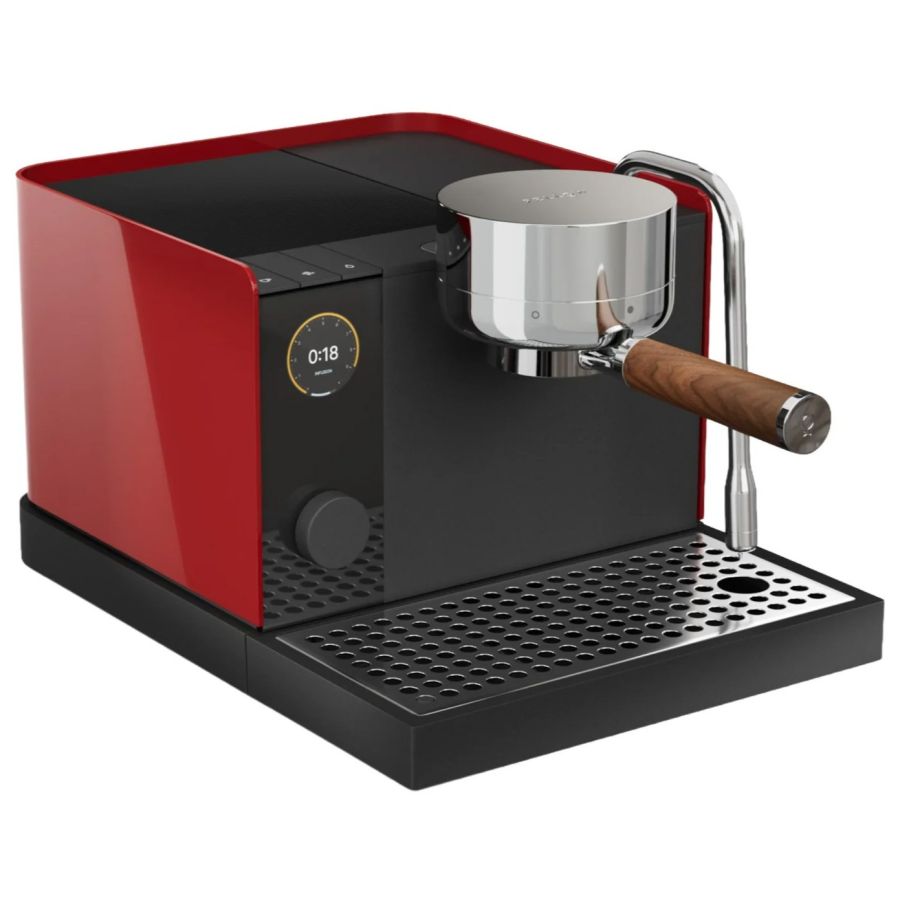 Fellow Espresso Series 1 halvautomatisk espressomaskine til hjemmet, Cherry Red/Walnut