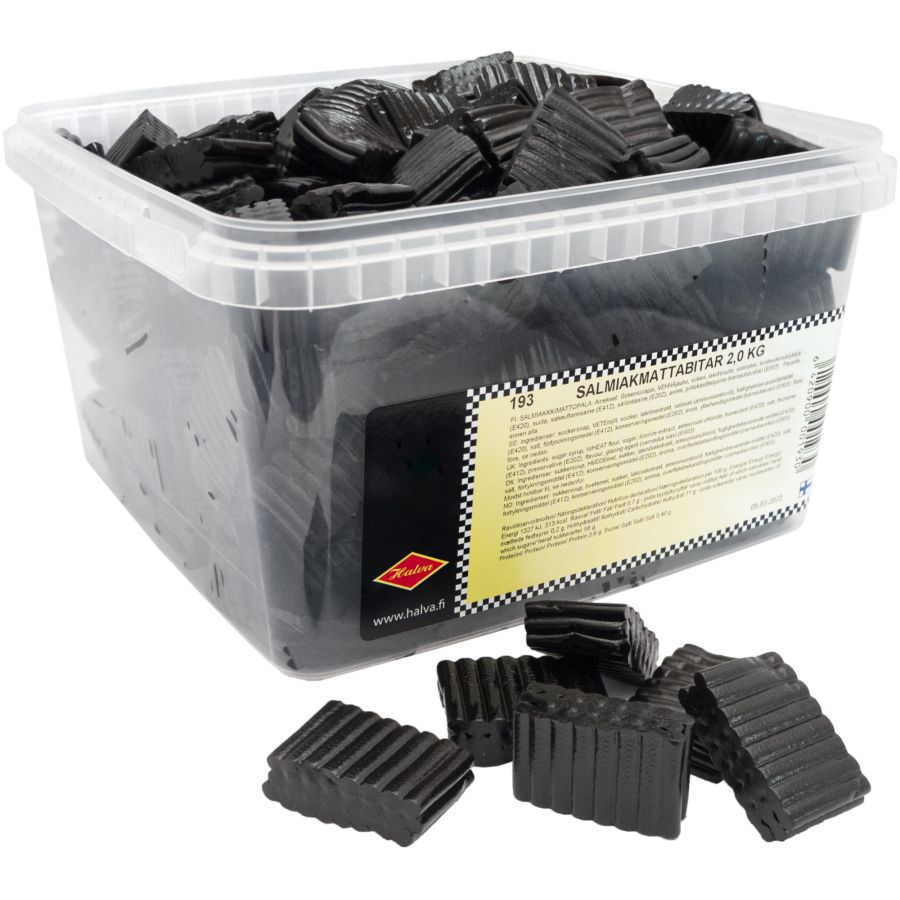 Halva Salmiak Lakrids Stykker, kasse 2 kg