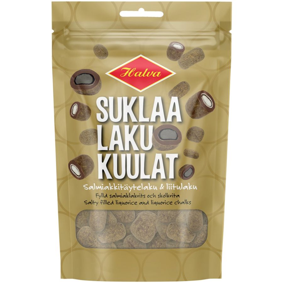 Halva Chokolade Lakridskugler - Fyldt Salt Lakrids & Skolekridt 130 g