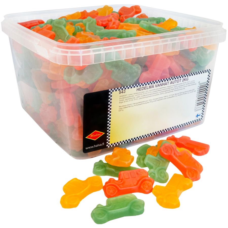 Halva Gamle Biler Mini Frugt, kasse 2 kg