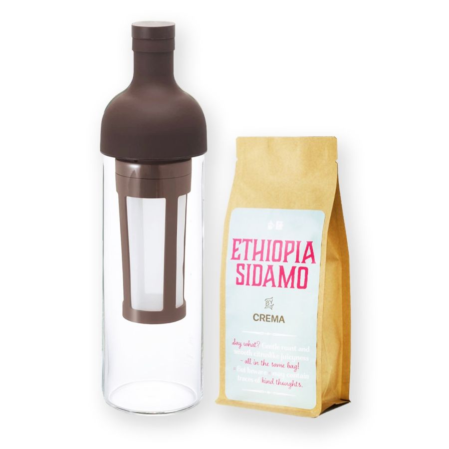 Hario Filter-In Cold Brew Coffee Bottle Brown 650 ml + Crema Ethiopia Sidamo 250 g