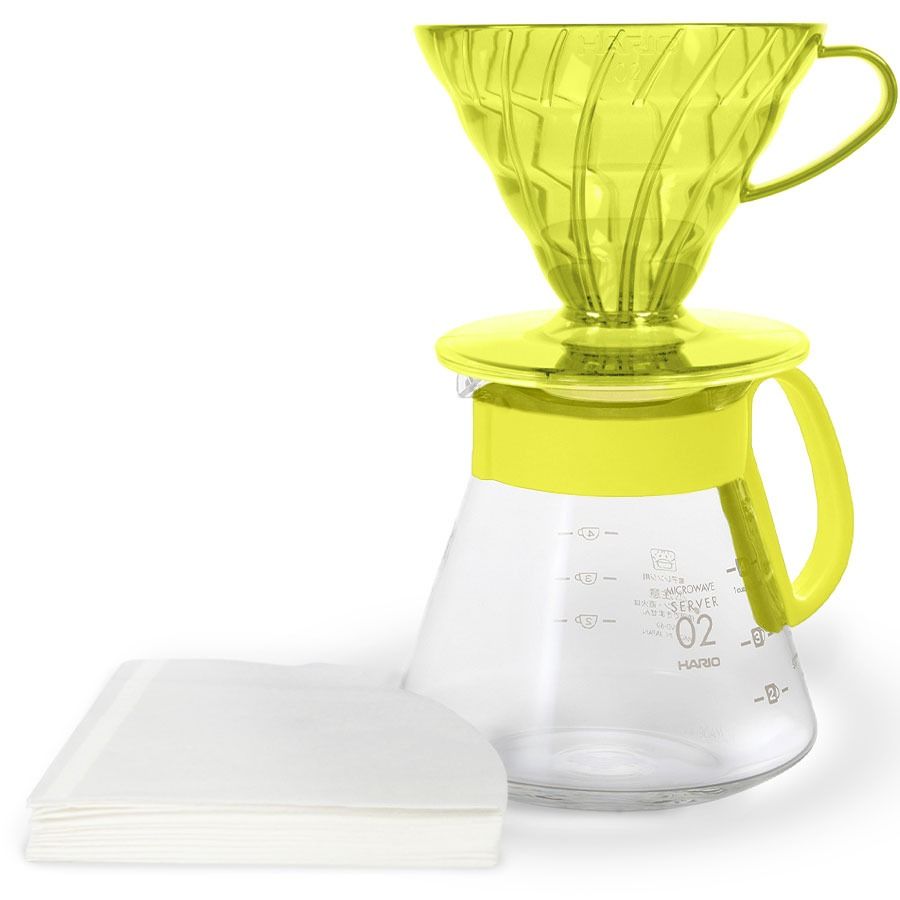 Hario V60 Dripper & Server Set Size 02, Sunflower Yellow