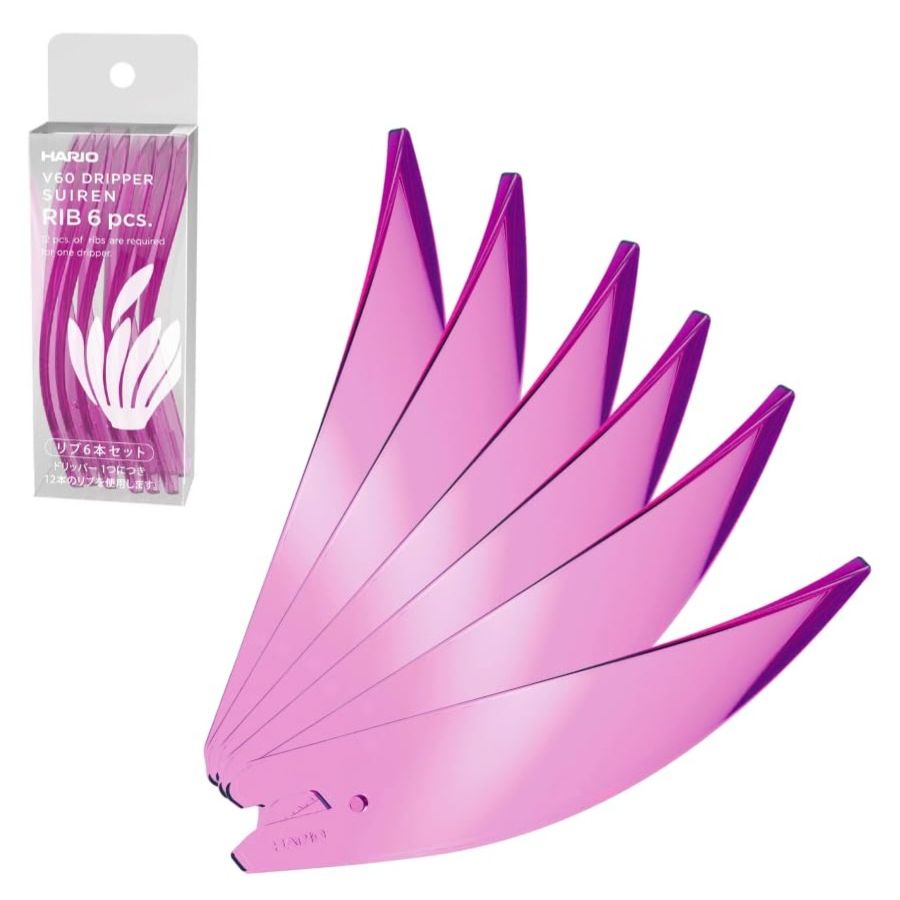 Hario V60 Suiren Rib udskiftelige ribber 6 stk., pink