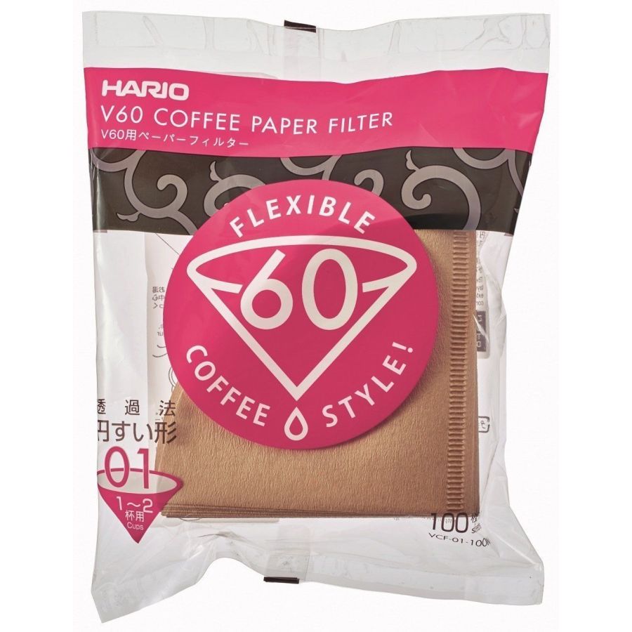 Hario V60 Misarashi ubleget kaffefilter størrelse 01, 100 stk