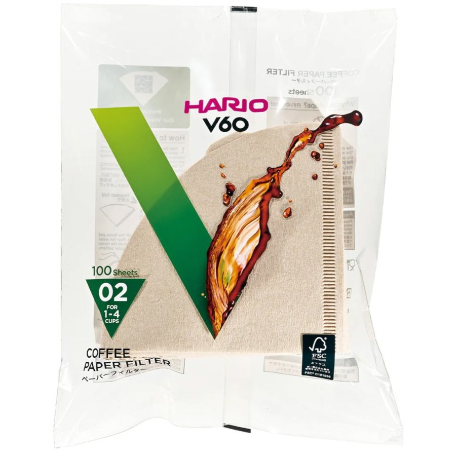 Hario V60 Misarashi ubleget kaffefilter størrelse 02, 100 stk.