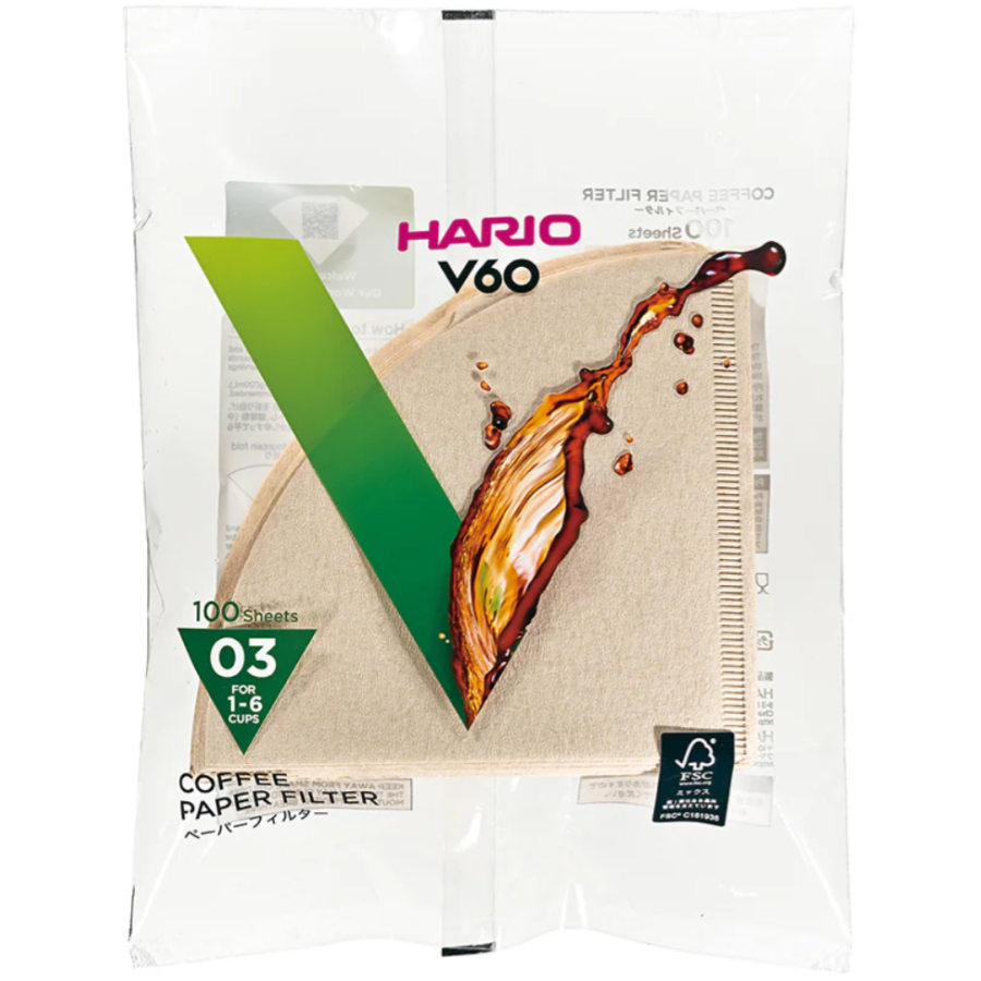 Hario V60 Misarashi størrelse 03 brune kaffefilterpapirer, 100 stk