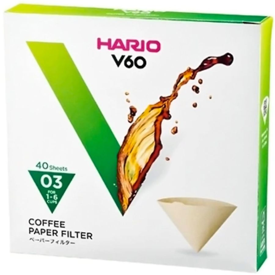Hario V60 Misarashi ubleget kaffefilter størrelse 03, 40 stk i æske