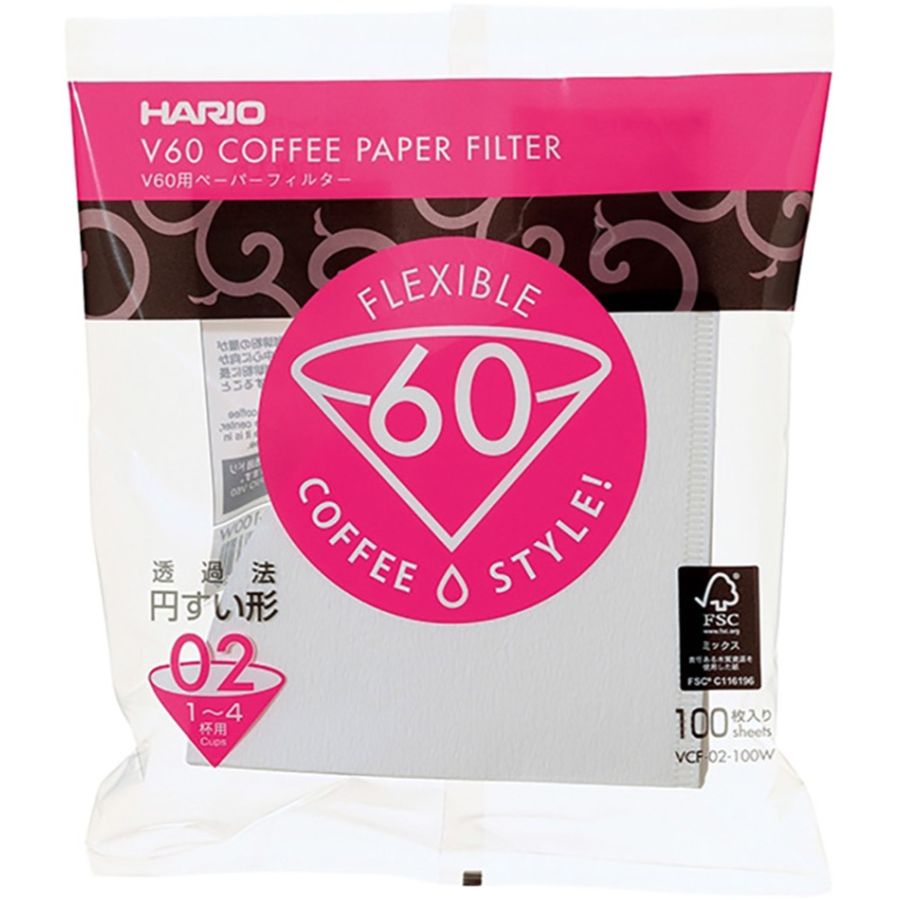 Hario V60 kaffefilter størrelse 02, 100 stk