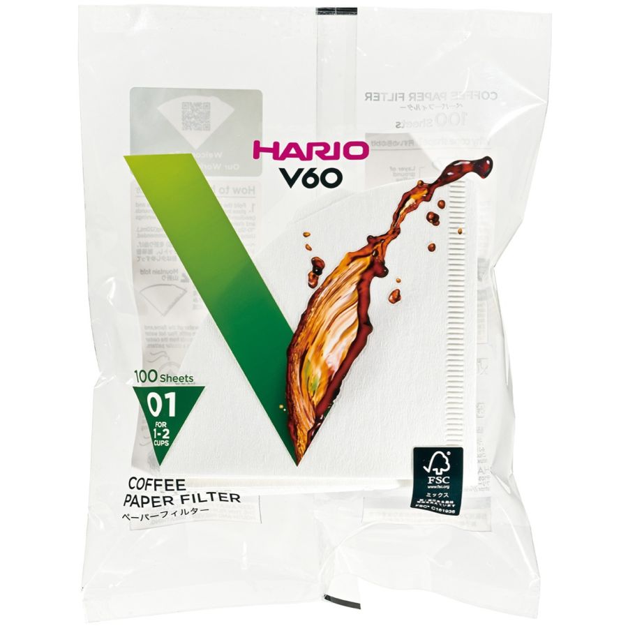 Hario V60 kaffefilter størrelse 01, 100 stk