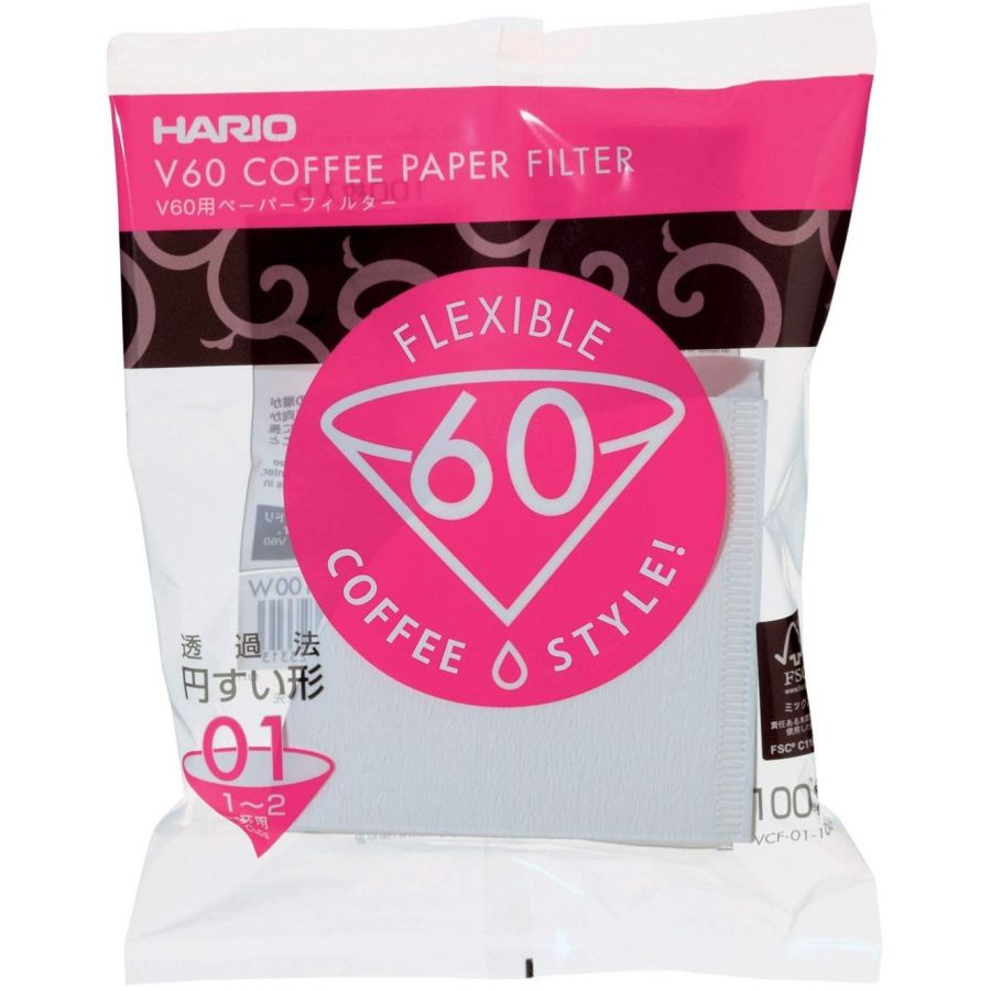 Hario V60 kaffefilter størrelse 01, 100 stk
