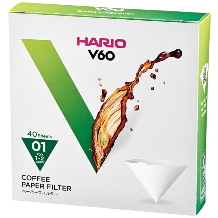 Hario V60 kaffefilter størrelse 01, 40 stk. i æske