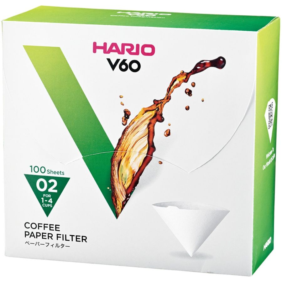 Hario V60 Size 02 Coffee Paper Filters, 100 pcs Box
