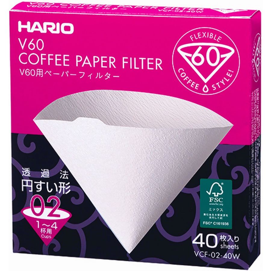 Hario V60 størrelse 02 kaffefilterpapir 40 stk. i æske