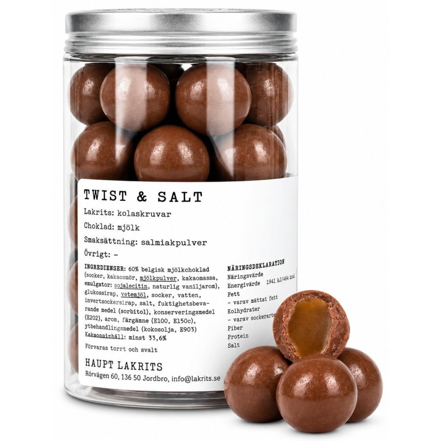 Haupt Lakrits - Twist & Salt - mælkechokolade, karamel & salmiak 250 g