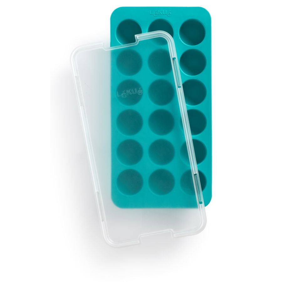 Lékué Round Ice Cube Tray With Lid, Turquoise