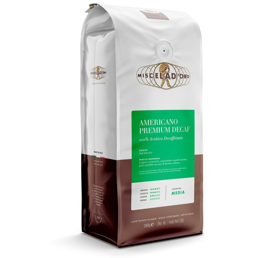 Miscela d'Oro Americano Premium Decaf koffeinfri kaffe, 1 kg kaffebønner