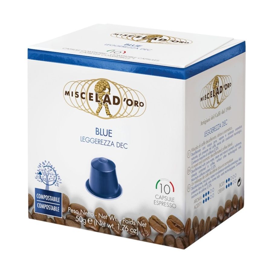 Miscela d'Oro Blue koffeinfri Nespresso-kompatibel kaffekapsler 10 stk