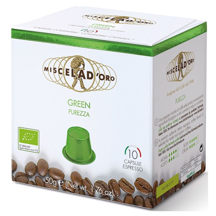 Miscela d'Oro Espresso Green Nespresso compatible coffee capsules 10 pcs