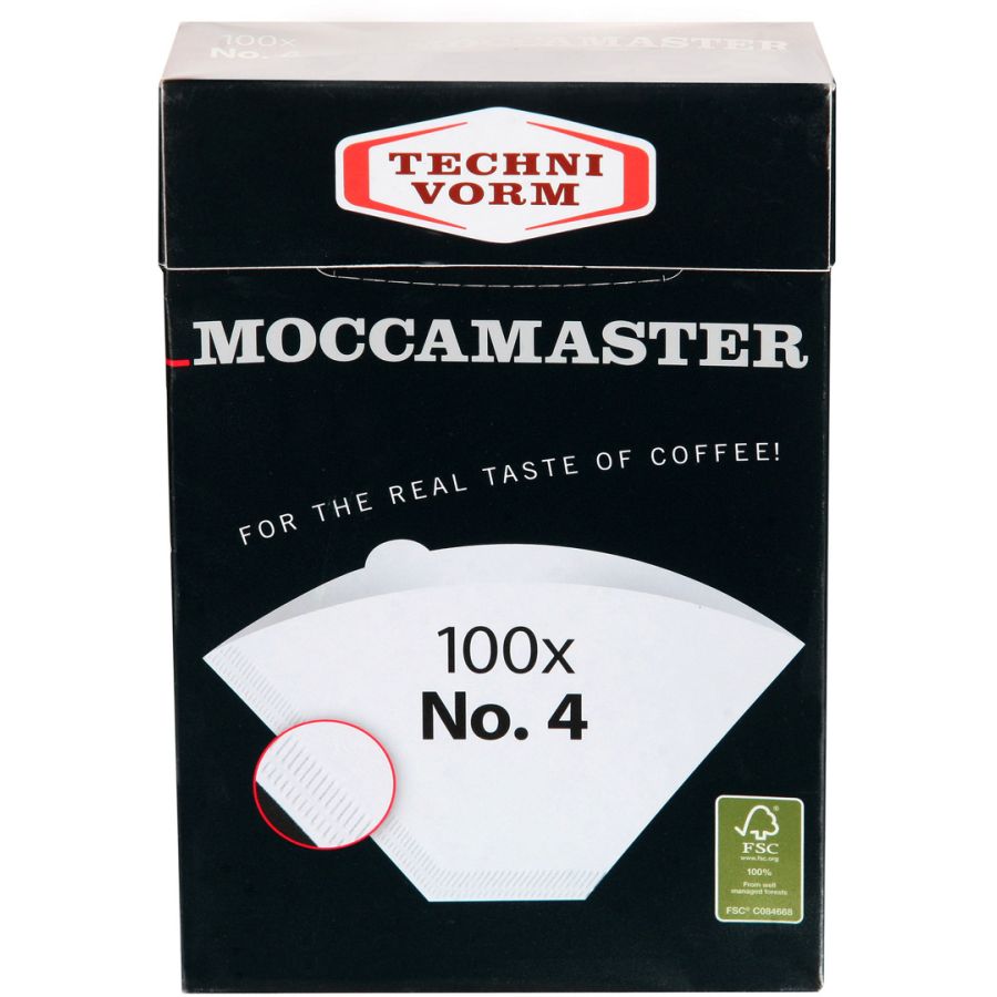 Moccamaster kaffefilter i oxygenbleget papir Nr. 4 100 stk.