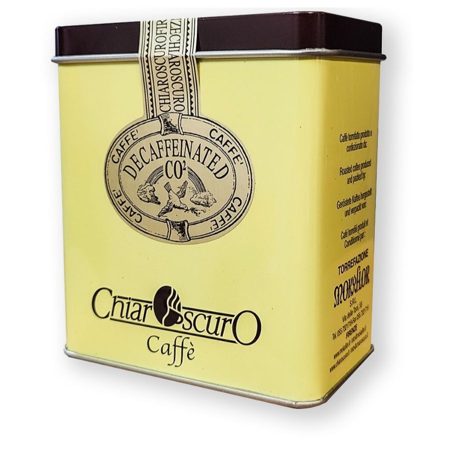Mokaflor Chiaroscuro Decaffeinato CO2 koffeinfri kaffebønner 125 g metalkasse